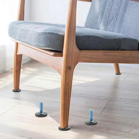 Beefy Heavy Duty Adjustable Furniture Leveling Feet Set M8 Threaded Screws For Tables And Chairs ABS And Iron Construction Anti Friction Design For Stable No Slip Sturdy Support on wooden chair legs