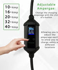 Portable Level 2 EV Charger with adjustable amperage display, 240V 32A and 40A for Home Use, NEMA 14-50 Electric Car Charger