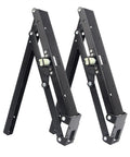 Concealed 2 Piece Folding Chair Stool Bracket Hinge for shoe cabinet with heavy duty steel plate base, black finish, soft close.