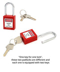 Red Lockout Safety Padlocks Set Of 2 With 4 Keys One Worker One Lock One Key Policy Writable Label Non Conductive Thermoplastic