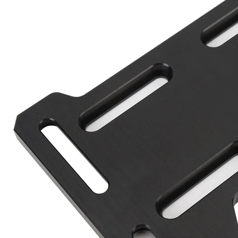 Close-up of black Adjustable Aluminum Engine Mount Plate Kit with mounting slots for CC100X Mini Bike Go Kart