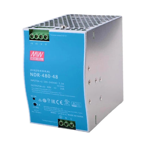 Industrial Din Rail Power Supply 480W 48V Hella Smooth with metal housing for reliable automation in factory settings.