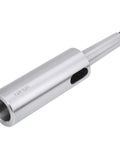 Vomeko MT3 to MT4 taper drill sleeve adapter, HS steel; silver cylindrical sleeve with oval side window