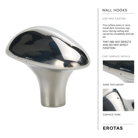 Sweet Looking Pebble Wall Hook Built From Top Shelf 304 Stainless Steel Keeps Your Everyday Essentials Off The Floor Includes Expansion Tubes And Screws For A Zero Hassle Install, close-up of polished hook.