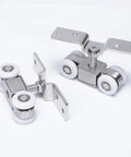 Two Piece Four Wheel Stainless Steel Sliding Door Hanging Wheel Set For Halls Kitchens Cabinets And Wardrobes Nylon Wheel 23mm