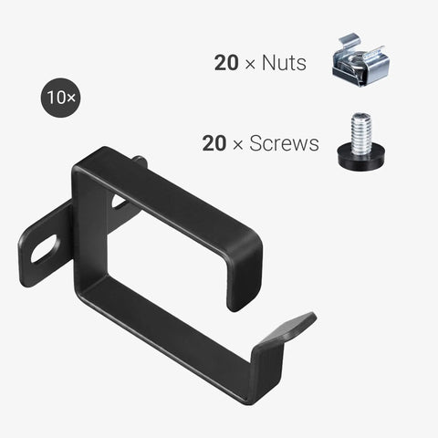 Organize Your Server Rack With D Ring Cable Management Hooks Set 10 Piece Bracket Organizer showing steel bracket with screws and nuts