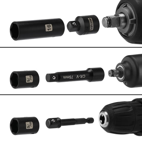 Beefy Heavy Duty 49 Piece Three Eighths Inch Drive Impact Socket Set With Deep And Shallow Sockets Five Sixteenths To Three Quarters Inch