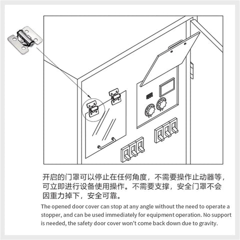 Diagram of Stainless Steel Hinge With Torque Friction Damping Free Stop Positioning For Precise Door Control 1.5 Nm One Piece Model HHPT.