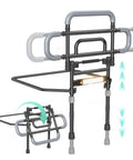 One Hand Fold Bed Rail For Seniors, 180 Degree Folding, Adjustable Height And Width, Black Safety Guard Rail For Bedside Access