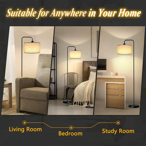 Tall Floor Lamp With Hanging Shades for living room, bedroom, and study room settings, modern standing pole light in gray shade