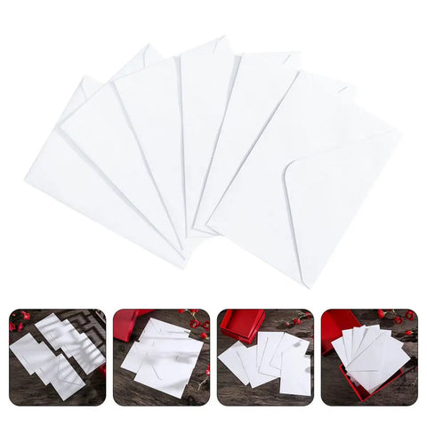 Bulk White B6 Card Envelopes 50 Pack Self Sealing 15.7 X 10.6 Cm arranged in fan pattern on white background.