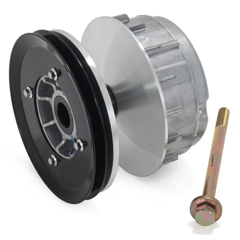 Primary Drive Clutch For EZGO TXT And RXV Golf Carts 2010 And Up OEM Replacement 618684 644299 672686 Beefed Up Aluminum Alloy For Durability Solid Heat Dissipation And Smooth Reliable Performance. shown with mounting bolt