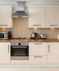 12 Pack 10 Inch Square Kitchen Cabinet Handles Matte Black Pulls For Cupboards And Drawers on beige kitchen cabinets