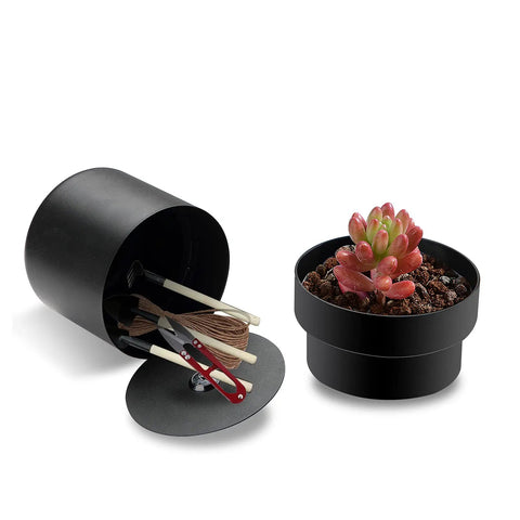 Two Layer Flower Pot Safe With Hidden Compartment Lock Box Realistic Looking Diversion Safe For Keys Money Jewelry Stash Hidden Safe Plant Pot Perfect For Concealing Valuables In Plain Sight Plants Not Included, showing open hidden compartment