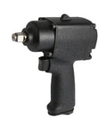 Compact Mini Pneumatic Impact Wrench Featuring Aluminum Alloy Chassis And Ergonomic Non Slip Handle in black, showing side view with textured grip.