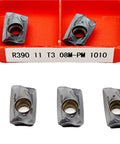 Heavy Duty Indexable Carbide Lathe Tool For External Turning R390 11T308 Cutting Blade, four inserts for steel machining.