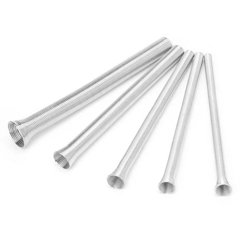 5 Piece Super Elastic Steel Spring Tube Bender Set For Pvc Electrical Wire Bending And Soft Copper Aluminum Pipes showing four thin wall stainless steel benders.