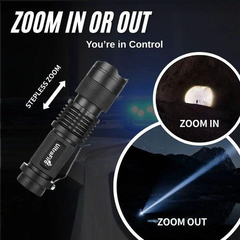Three Pack Mini Flashlights With Focus Adjustable SK68 Single Mode Tactical LED Light Ultra Bright 300 Lumens Torch Built Tough IPX6 Water Resistant Aluminum Body