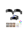EZVALO 3-pack black circular LED picture lights with magnetic mounts; RGB and 3 color temps; remote dimmable with timer