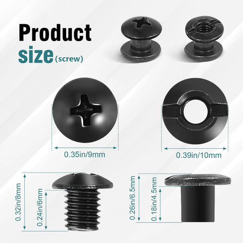 Heavy Duty Quarter Inch Shoulder Screw Fasteners For DIY Kydex And Leather Gun Holsters With Premium Rubber Washers, various sizes displayed.