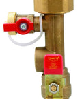 Close-up of Tankless Water Heater Service Valve Kit For Easy Install And No Fuss Maintenance Durable Valve Set with red handles