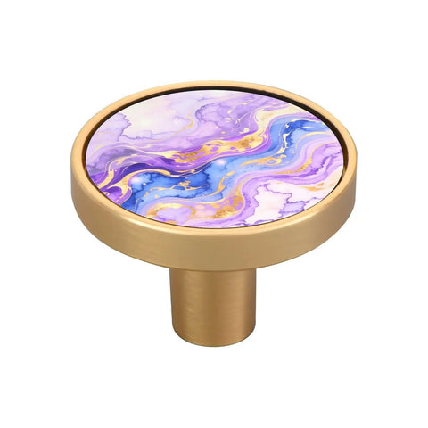 4 Pack Abstract Art Fluid Cabinet Knobs Round One And A Quarter Inch Dresser Drawer Pulls With Included 0.87 And 1.18 Inch Screws
