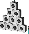 Ten NEMA 17 bipolar stepper motors (42x21mm) with 5 mm shafts and 1 m 4-lead cables