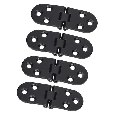 Zinc Alloy Flip Hinge Set Black Flap Cabinet Hardware Four Piece For Folding Tables And Sewing Machine Counters Smooth Opening