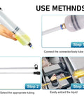 Power Steering Fluid Extractor Kit For Cars 200cc Manual Oil Sucker Pump use methods with dual hoses and easy grip syringe