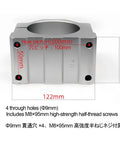 Front view of Aluminum Spindle Motor Mount Bracket Clamp With Screws Tool Set, showing 90mm diameter and dimensions marked.