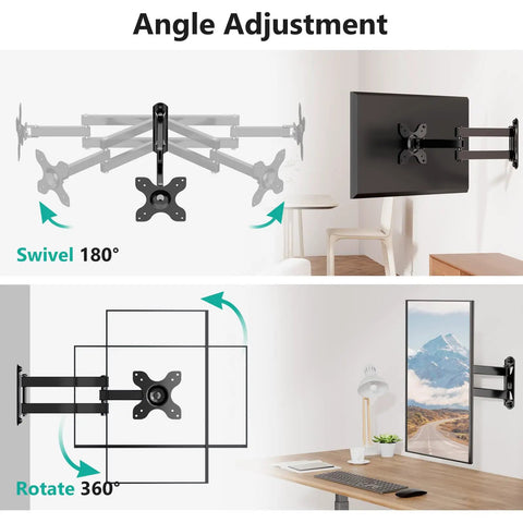 Full Motion Tv Wall Mount For 13 To 32 Inch Led Lcd Displays With Smooth Glide Swivel Tilt Retraction for flexible angle adjustment.