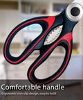 Heavy Duty Kitchen Scissors 2 Pack All Purpose Shears For Food Prep Stainless Steel Rust Resistant Extra Sharp Cutting Power Tough As Nails Multi Purpose Kitchen Scissors Set For Meat Veggies Poultry And Seafood, ergonomic handle close-up