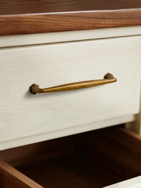 Antique Brass Cabinet Pulls Set Of 5 5 Inch Hole Center on dresser drawer, zinc alloy corrosion resistant hardware installed