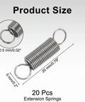 Top Shelf 20 Pack Heavy Duty Extension Springs Made From Premium 304 Stainless Steel For Industrial Jobs, showing size and detail.