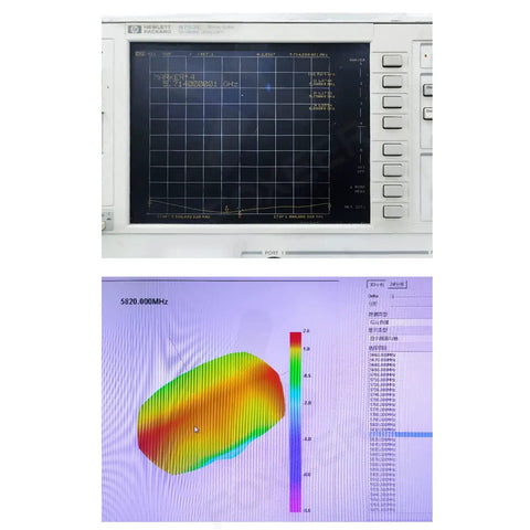 Lollipop FPV Antenna V4 5.7G 2.6dBi RHCP Stubby SMA Male signal test analysis on screen