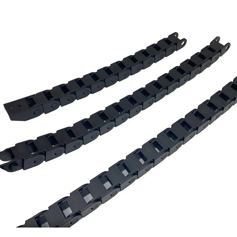 Two Piece Open Type Drag Chain Cable Carrier Kit 39.4 Inch R18 extruded nylon links with connectors for CNC router and 3D printer