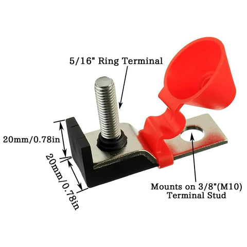 Marine Battery Fuse Block And Holder For 58V DC Systems, 200A Marine Grade Fuse Holder with IP66 Waterproof, showing 5/16" M8 stud