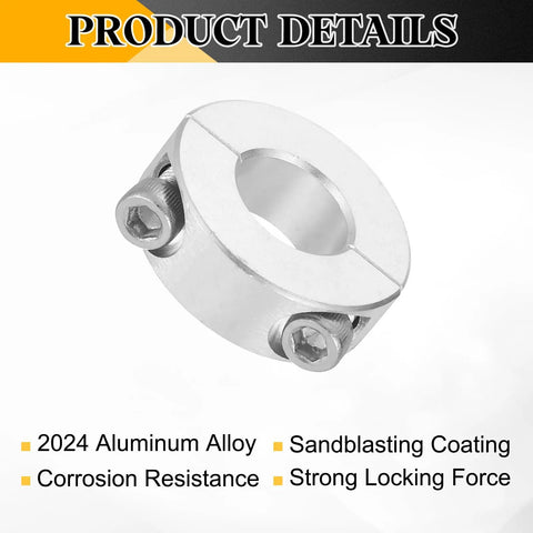 Two-Piece Double Split Shaft Collar Clamp-On Set Screw Collars For Five Eighths Bore And One Point Three One Two Five Inch Outer Diameter Aluminum 2024 Lightweight Built To Last Solid Lockdown For Smooth Spin, 2024 aluminum alloy clamp