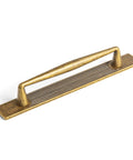 Side view of Antique Brass Zinc Alloy Cabinet Handle With Backplate 5 Inch Hole Center 128mm Cabinet Pull Hardware for bedroom and kitchen
