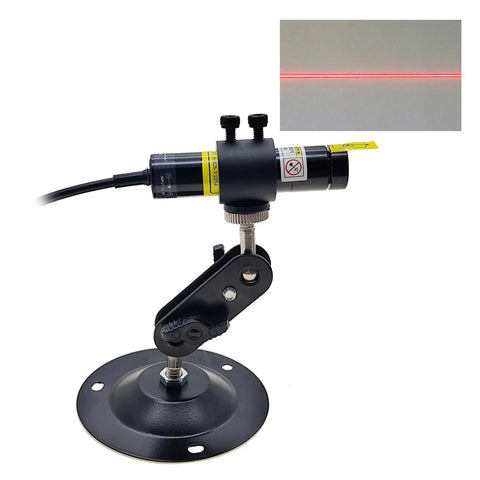 Long Range Red Laser Line Projector For Halloween Props And Haunted House Setup 638nm 20 Meter Beam Adjustable Line Width Alignment Tool, mounted on stand
