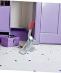 Heavy Duty Galvanized Toggle Latches For Toolbox And Draw Chest With Quick Release Pull Mechanism Offers 2183lbs Holding Capacity on a floor with a purple toolbox.