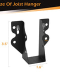 24 Pcs 2x4 Joist Hangers Set Q235B Steel Black Powder Coated Face Mount Hurricane Ties shown with size dimensions.
