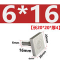 Image of a Three Piece 304 Stainless Steel T Slot Bolts Set For Rail Track T Shape Hammer Head M6, showing dimensions.