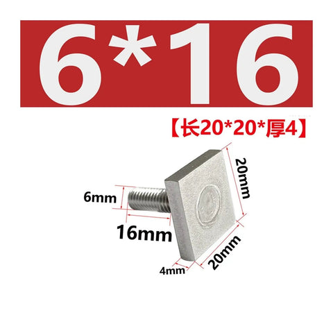 Image of a Three Piece 304 Stainless Steel T Slot Bolts Set For Rail Track T Shape Hammer Head M6, showing dimensions.