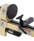 Close-up of 8 Inch Swing Benchtop Wood Lathe With Variable Speed Motor and 13 Inch Tool Rest for precision woodworking.