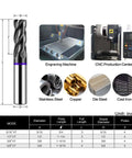 VIERDWIN carbide roughing end mill, 1/2 inch diameter, 4-flute, square-nose milling cutter for steel and aluminum.