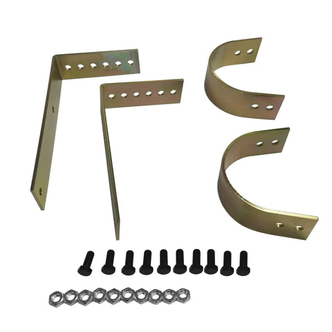 Badass Steel Driveshaft Safety Loop Kit featuring durable zinc plating, mounting brackets, and fasteners for hot rods and muscle cars.