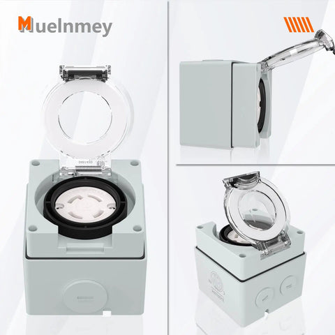 Outdoor Ready 30 Amp NEMA L14-30C Locking Female Connector Power Box 125 250 Volt Weatherproof Dustproof