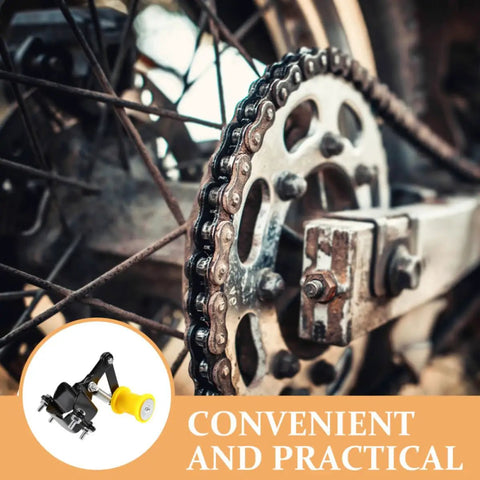 Dope Metal And Plastic Chain Tensioner Kit That Slaps Riders Hard With Roller Guide For Smooth Riding And Ultimate Safety On Any Ride. close-up on bike chain and sprocket