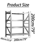 Rock Solid Heavy Duty Garage Shelving Four Tier Commercial Steel Storage Rack Industrial Grade Metal Organizer dimensions 200cm x 60cm.